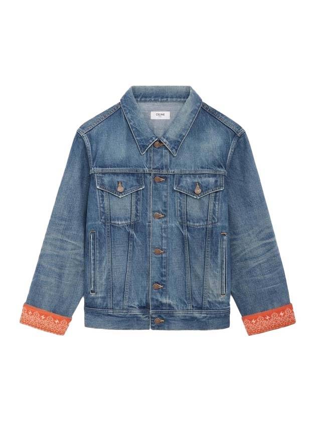 Union Washing Bandana Trucker Denim Jacket Blue - CELINE - BALAAN 1