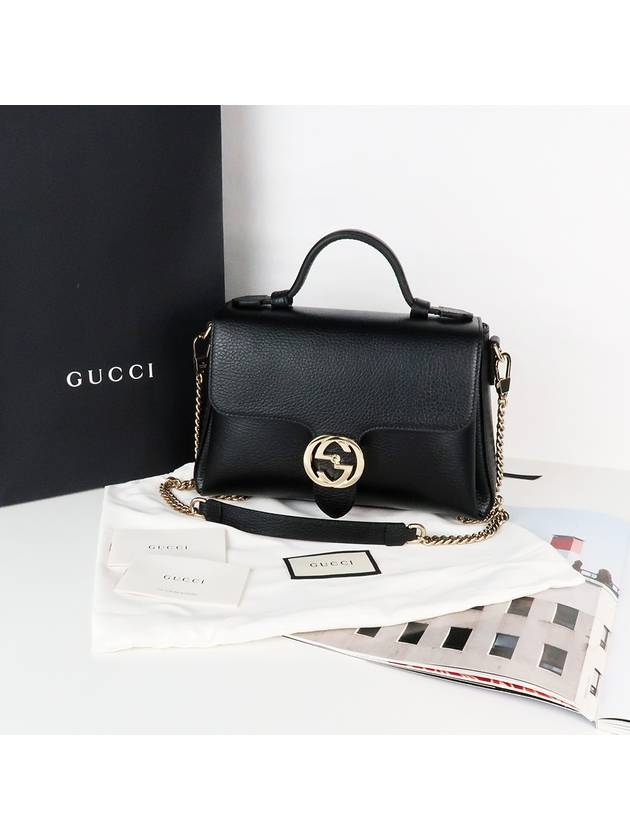 GG Interlocking Chain Small Top Handle Shoulder Bag Black - GUCCI - BALAAN 10