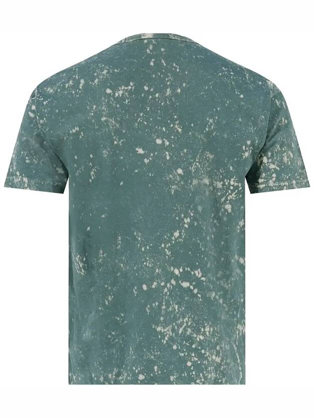 Men's Off Tie Dye Logo Short Sleeve T-Shirt Olive Green - STONE ISLAND - BALAAN 4