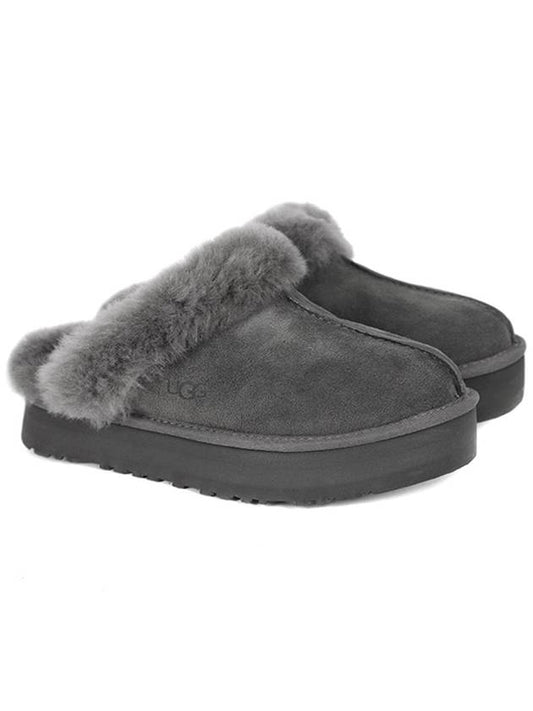 Women's Diskett Fleece Platform Slippers Grey - UGG - BALAAN 2