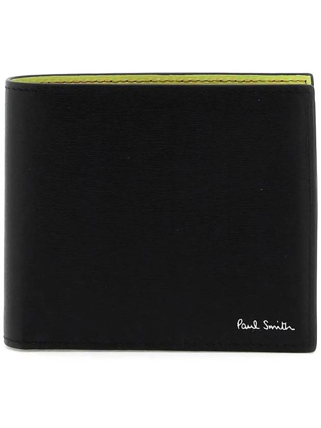 Logo Color Block Leather Half Wallet Black - PAUL SMITH - BALAAN 3