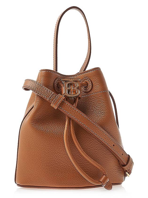 TB Mini Leather Bucket Bag Warm Russet Brown - BURBERRY - BALAAN 2