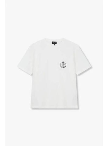 Men s Honeycomb Pattern Logo T Shirt White - GIORGIO ARMANI - BALAAN 1