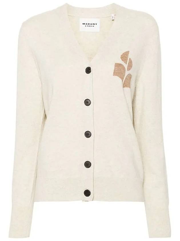 Karin logo V neck cardigan light camel CA0008FA A1X05E LYCM - ISABEL MARANT - BALAAN 2