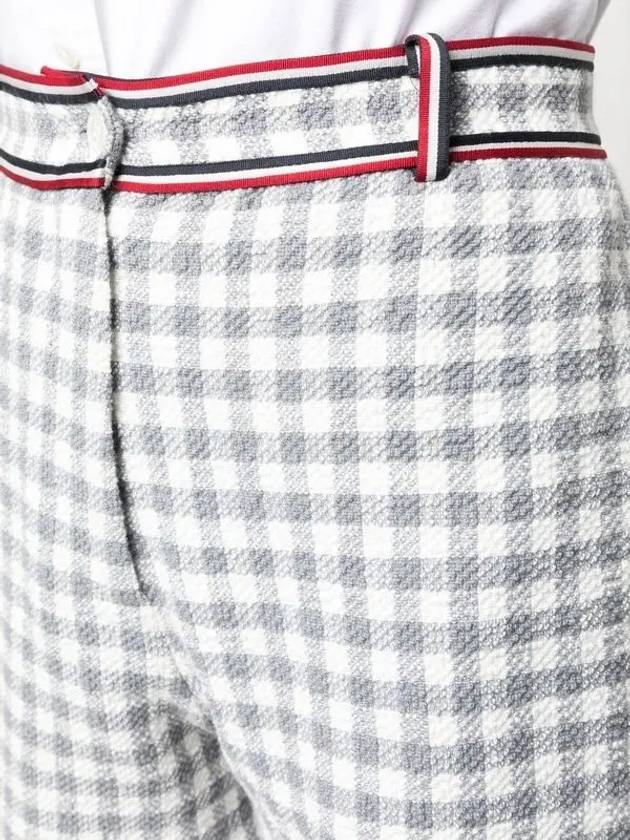 Gingham Stripe Trim High Waisted Shorts Medium Grey - THOM BROWNE - BALAAN 3