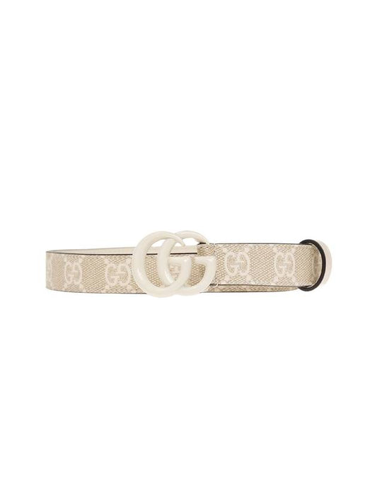 GG Marmont Thin Leather Belt Beige - GUCCI - BALAAN 1