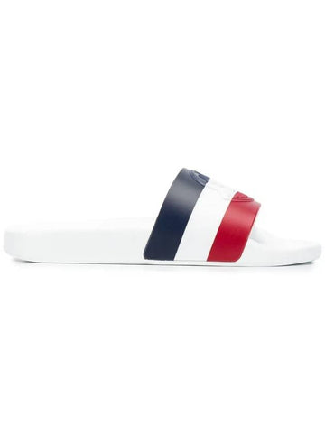 JEANNE Three Stripes Logo Slippers White 4C700 00 01A49 002 - MONCLER - BALAAN 1