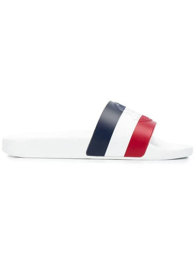 JEANNE Three Stripes Logo Slippers White 4C700 00 01A49 002 - MONCLER - BALAAN 1