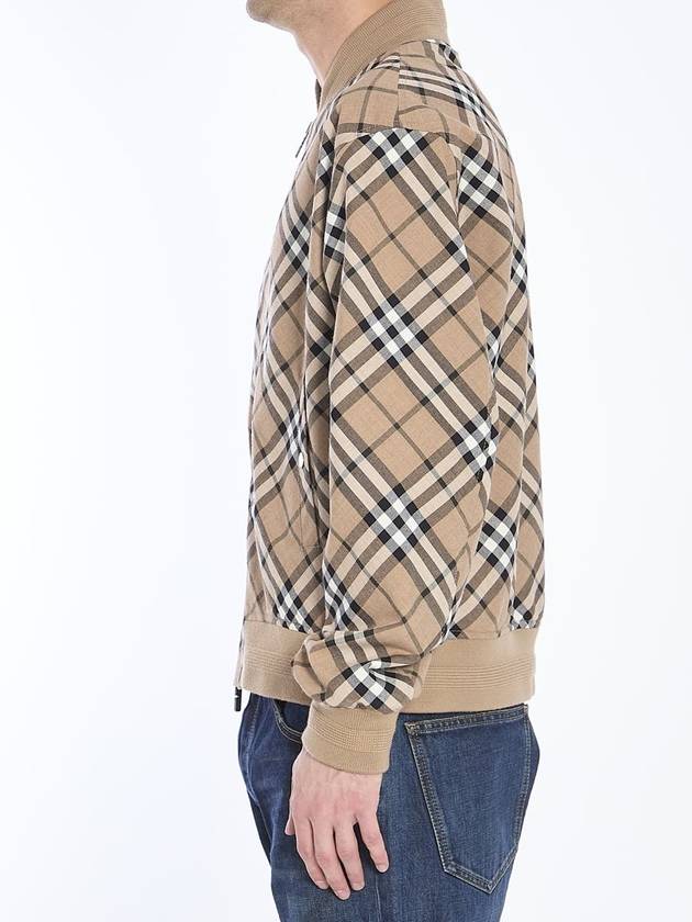 Harrington Check Wool Blend Zip-Up Jacket Brown - BURBERRY - BALAAN 4