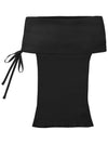 Off shoulder strap wrinkle knit tank top black - MSKN2ND - BALAAN 2