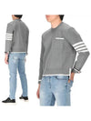 Milano Stitch 4-Bar Boxy Crew Neck Pullover Knit Top Grey - THOM BROWNE - BALAAN 2