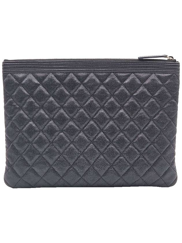 Chanel A84406 Black Grained Calfskin Silver Plated Boy New Medium Clutch No 28 - CHANEL - BALAAN 3