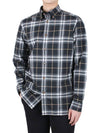 Button-Down Collar Checked Cotton Long-Sleeve Shirt Grey - BURBERRY - BALAAN 3