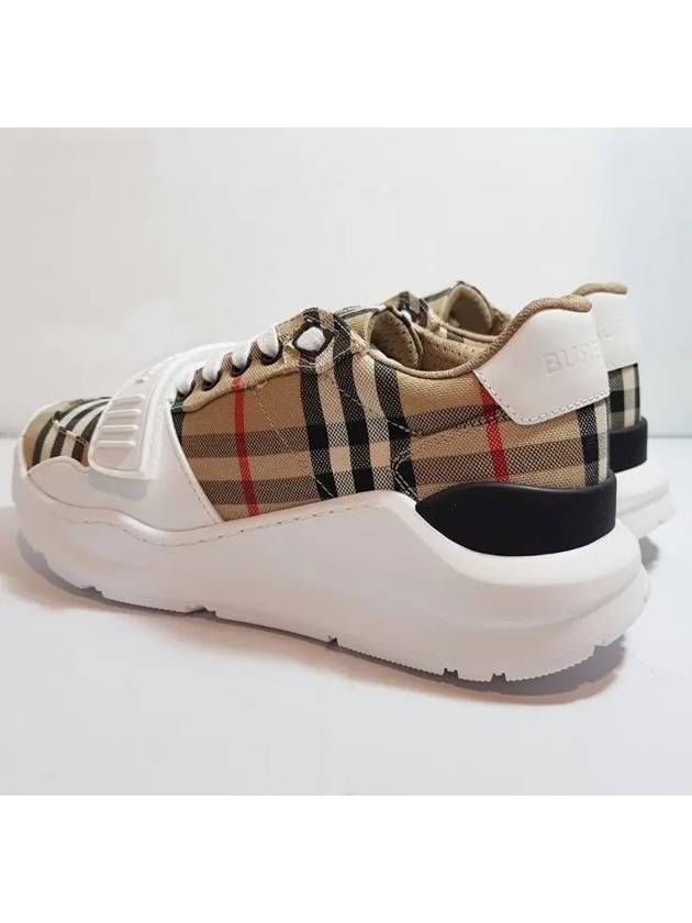 Vintage Check And Leather Sneakers White Archive Beige - BURBERRY - BALAAN 3