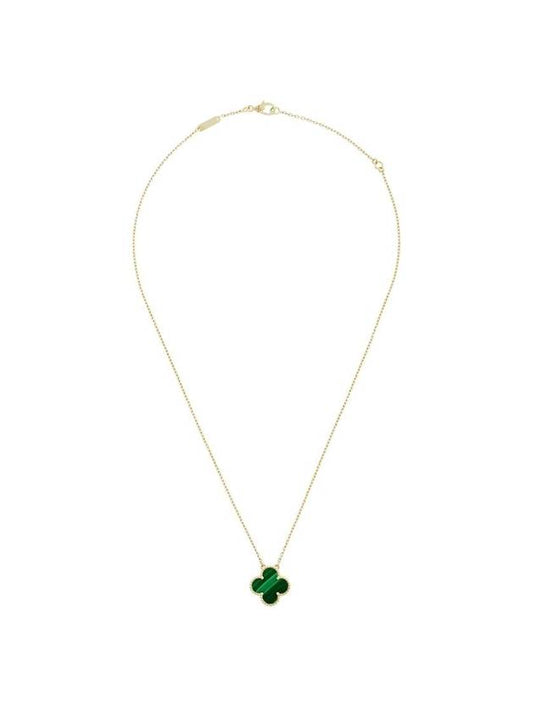 Van Cleef & Arpels Vintage Alhambra Pendant Necklace Yellow Gold Malachite - VANCLEEFARPELS - BALAAN.