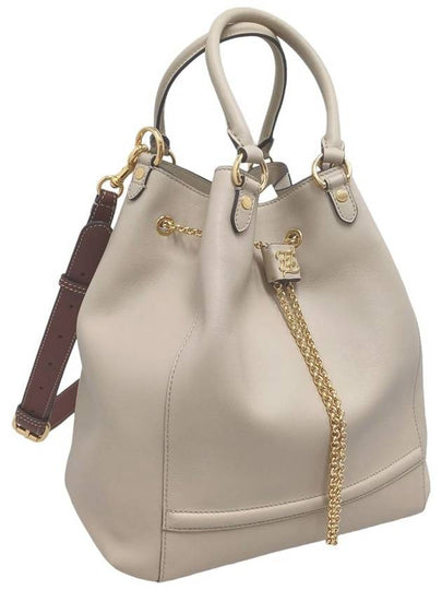 Women s 8BT322 Beige Leather Chain Bucket Shoulder Bag - FENDI - BALAAN 2