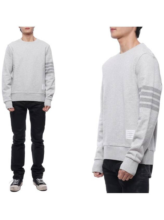 Classic Loopback Terry Tonal 4-Bar Relaxed Fit Crewneck Sweatshirt Pale Grey - THOM BROWNE - BALAAN 2