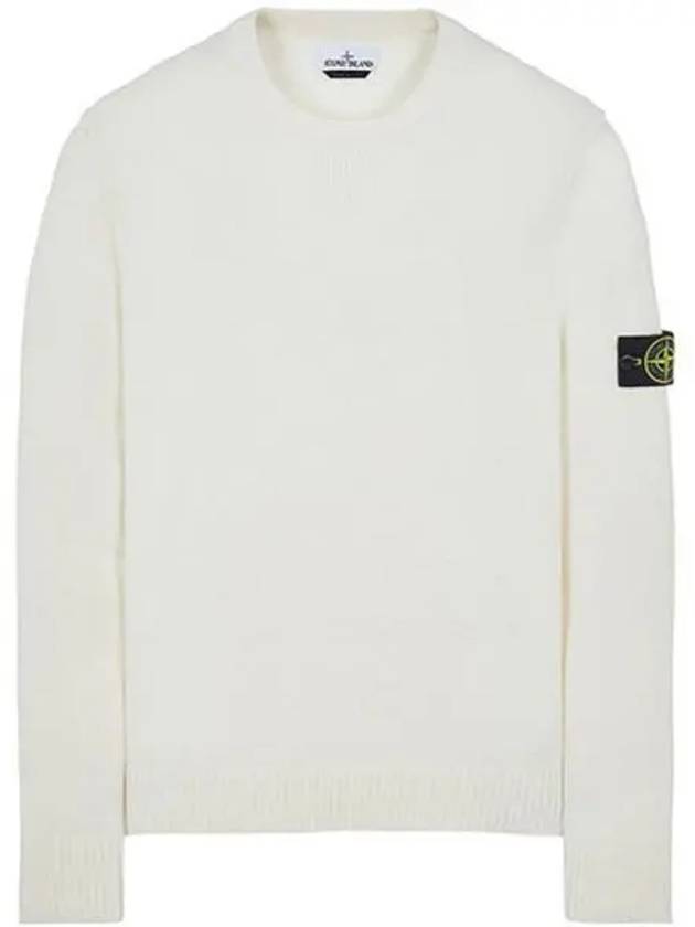 Soft Cotton Crewneck Knit Top Offwhite - STONE ISLAND - BALAAN 2