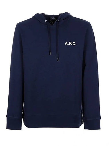 Men's Chest Small Logo Long Sleeve Hoodie Navy - A.P.C. - BALAAN 1