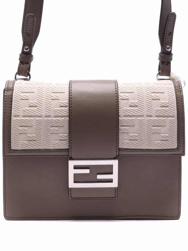 FF Flat Baguette Leather Cross Bag Grey - FENDI - BALAAN 3