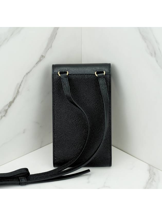 Three Stripes Strap Leather Phone Case Black - THOM BROWNE - BALAAN 10
