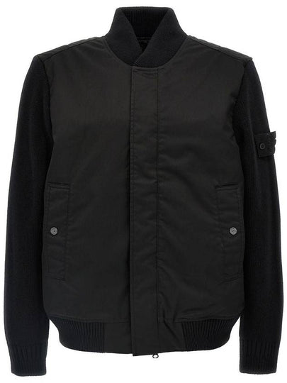 450F2 Ghost Performance Twill Wind Resistant Wool-TC Bomber Jacket Black - STONE ISLAND - BALAAN 2