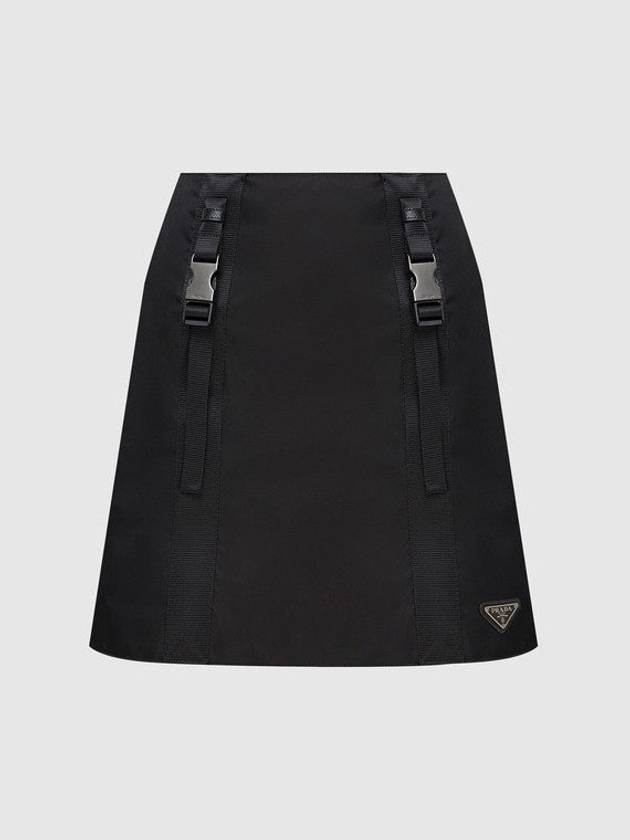 Triangle Logo Buckle Strap H-Line Skirt Black - PRADA - BALAAN 2