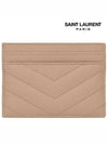 Gold Hardware Matelasse Caviar Leather Card Wallet Dark Beige - SAINT LAURENT - BALAAN 4