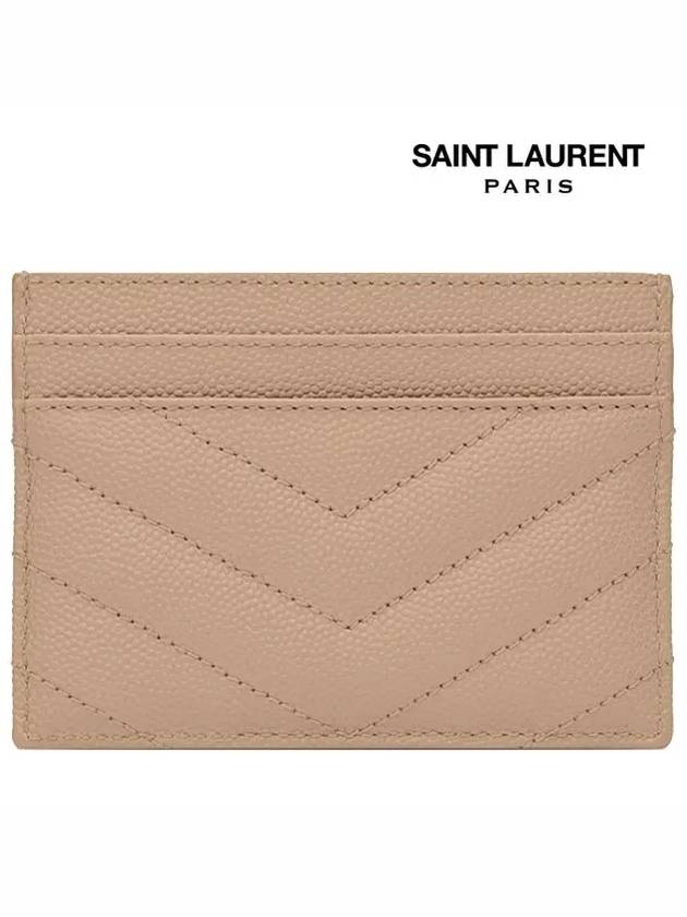 Gold Hardware Matelasse Caviar Leather Card Wallet Dark Beige - SAINT LAURENT - BALAAN 4