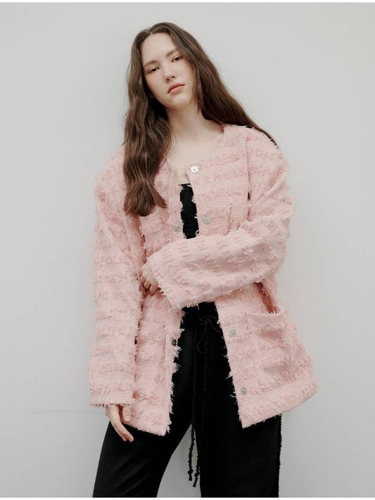 Unisex Over Fit Tweed Jacket Pink - AACA - BALAAN 2