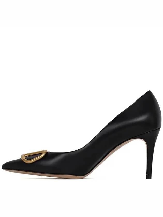 V Logo Leather Pumps Black - VALENTINO - BALAAN 3