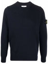 Men's Waffen Patch Round Neck Knit Top Navy - STONE ISLAND - BALAAN 2