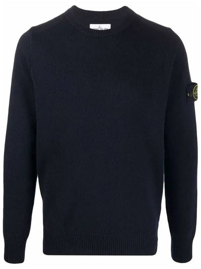 Men's Waffen Patch Round Neck Knit Top Navy - STONE ISLAND - BALAAN 2