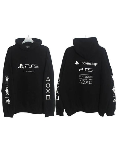 PS5 Boxy Logo Print Overfit Hoodie Black - BALENCIAGA - BALAAN 2