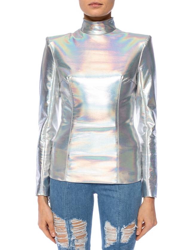 SILVER HOLOGRAPHIC TOP - BALMAIN - BALAAN 3