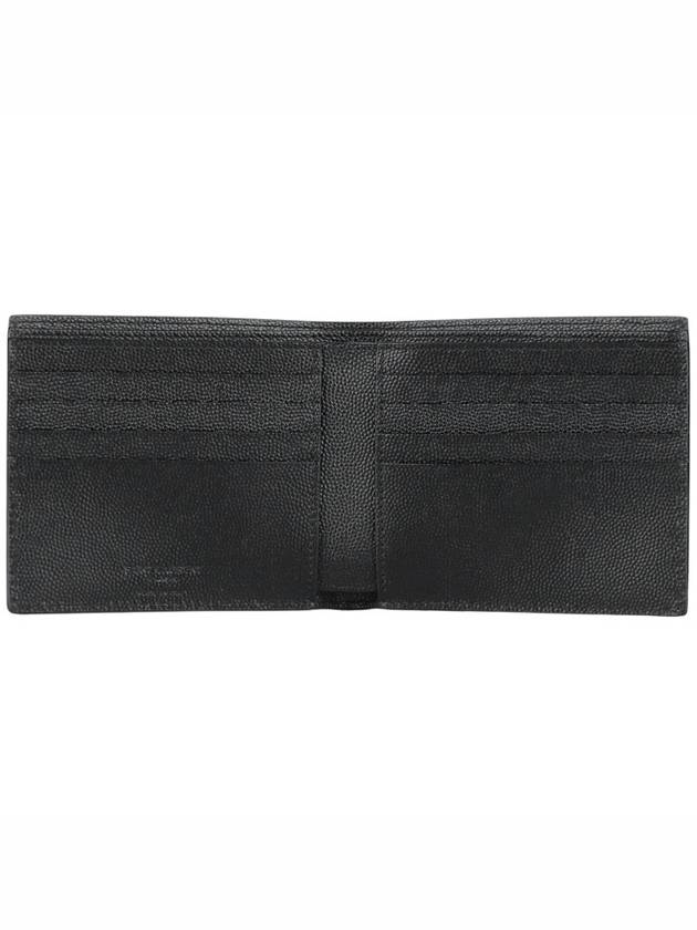 Classic Logo Textured Leather Half Wallet Black - SAINT LAURENT - BALAAN 5