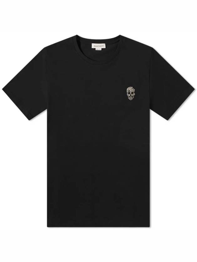 Skull Logo Embroidery Short Sleeve T-Shirt Black - ALEXANDER MCQUEEN - BALAAN 3