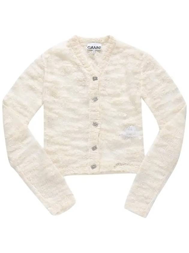 Alpaca Mohair Boucle Cardigan Ivory - GANNI - BALAAN 5