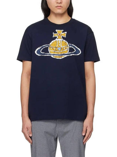 Women's Print Logo Short Sleeve T-Shirt Navy - VIVIENNE WESTWOOD - BALAAN 2