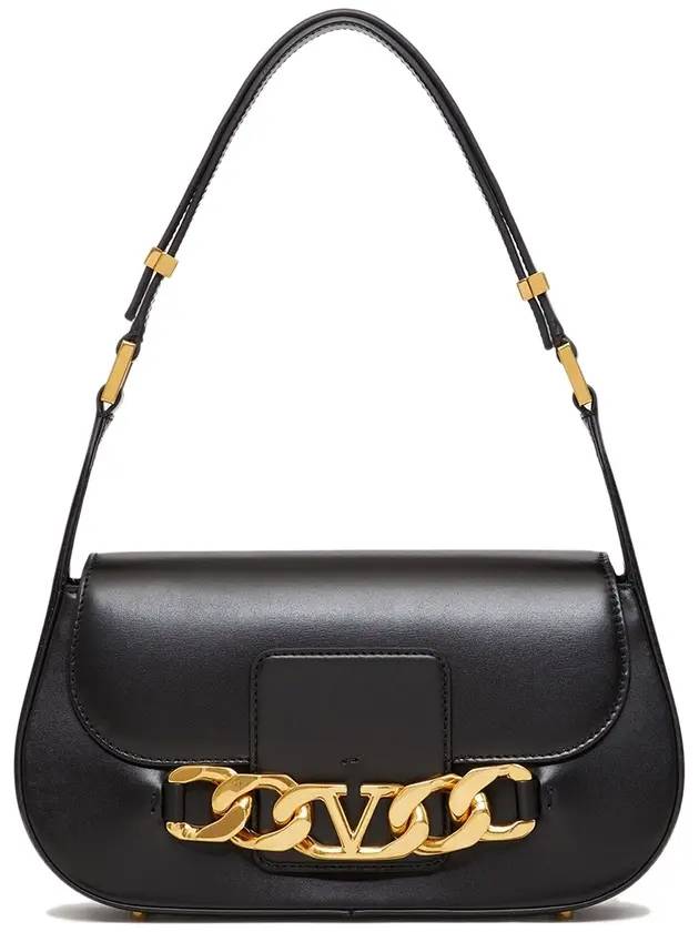 V Logo Chain Shoulder Bag Black - VALENTINO - BALAAN 1