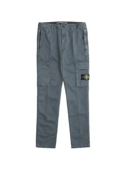 Garment Dyed Old Effect Stretch Broken Twill Cotton Cargo Pants Grey - STONE ISLAND - BALAAN 2