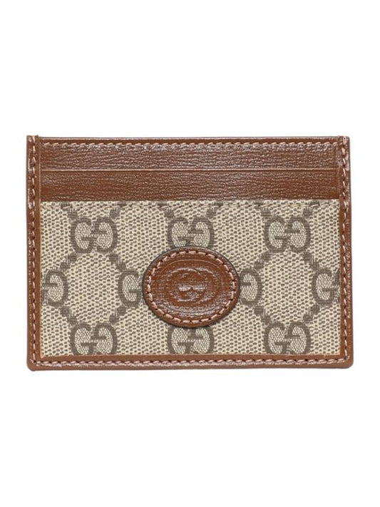 Interlocking G Card Case Beige Ebony Brown - GUCCI - BALAAN 2