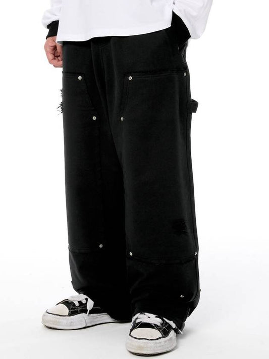 Destroyed Carpenter Wide Sweat Pants TP0058 - FLAVORISM - BALAAN 1