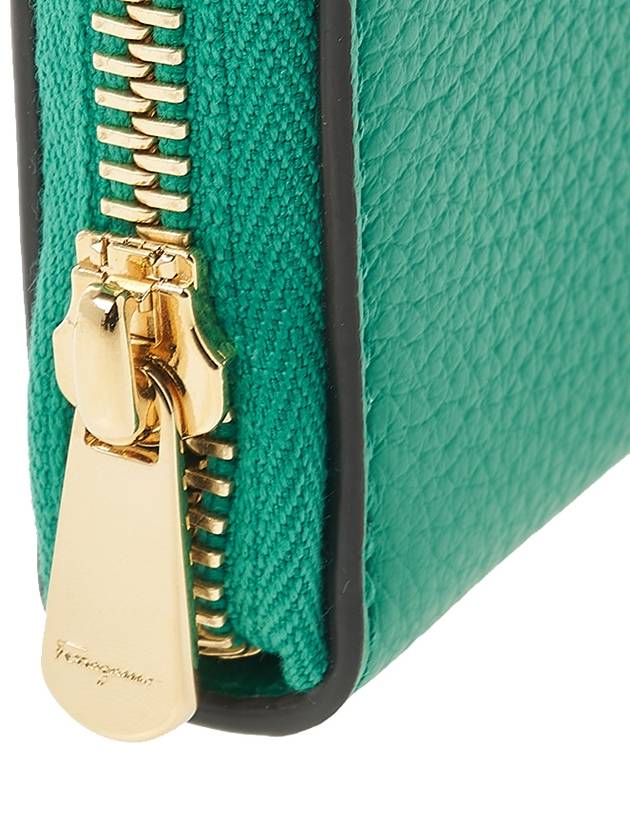 Women's Gancini Logo Zipper Card Wallet Green - SALVATORE FERRAGAMO - BALAAN 8