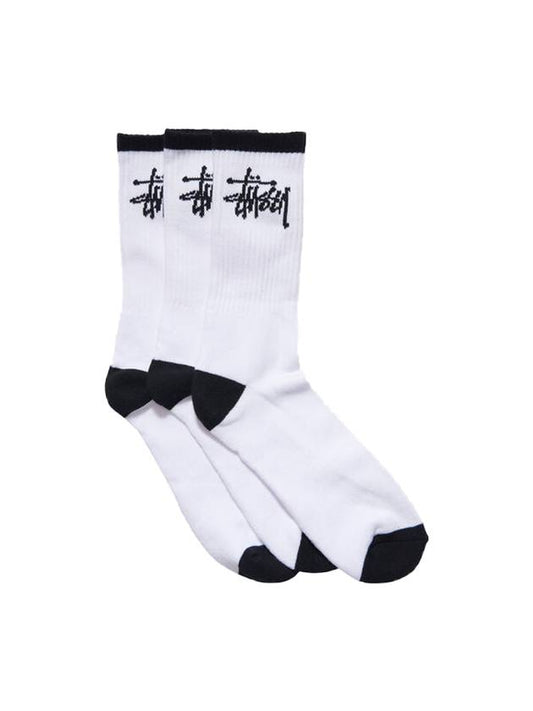 Men's Logo Crew 3 Pack Socks White - STUSSY - BALAAN 1