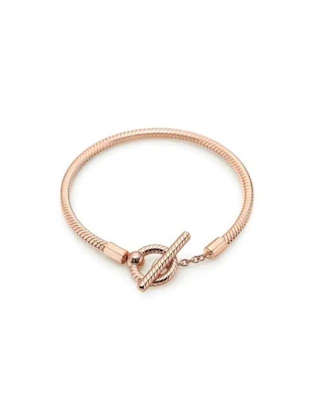 Moments T-Bar Snake Chain Bracelet Rose Gold - PANDORA - BALAAN 3