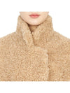 Women's Single Breasted Polyester Fur Coat Beige - VANESSA BRUNO - BALAAN 10