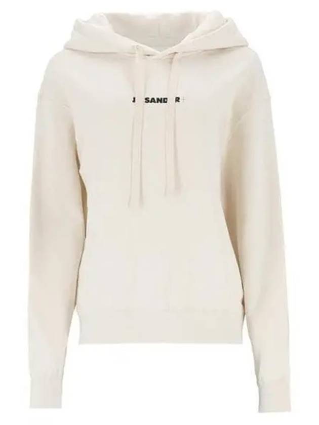 Logo Print Cotton Hoodie Cream - JIL SANDER - BALAAN 2