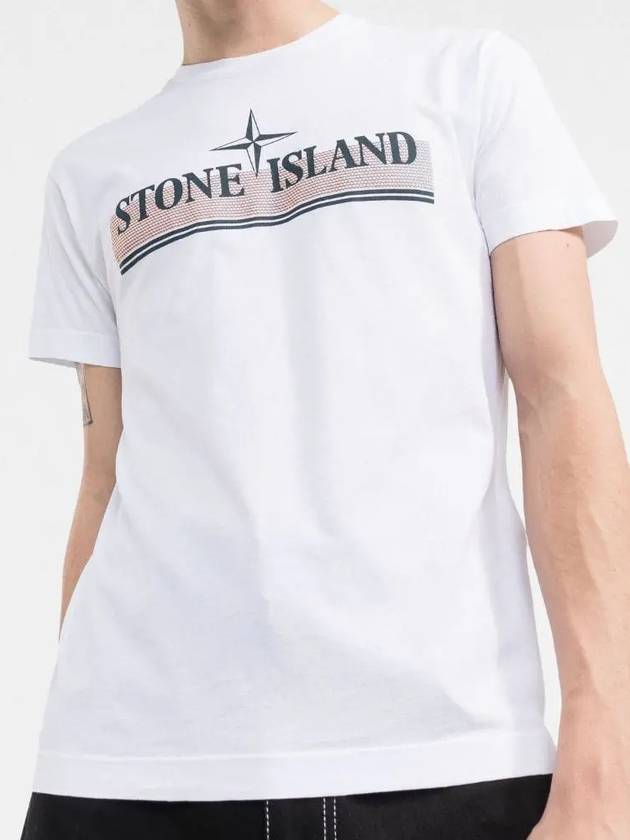 Tricromia One Print Garment Dyed Cotton Jersey Short Sleeve T-Shirt White - STONE ISLAND - BALAAN 4