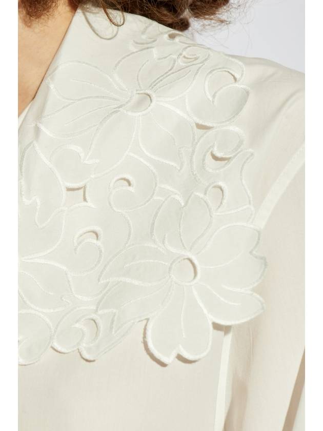 Chloé Cotton Shirt With Lace Trim, Women's, White - CHLOE - BALAAN 5